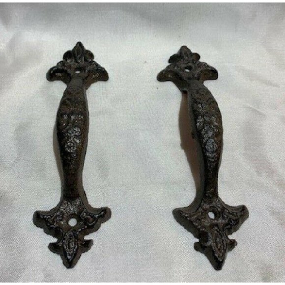 ONE Cast Iron Fleur-De-Lis Door Handles 0040 - Picture 8 of 12